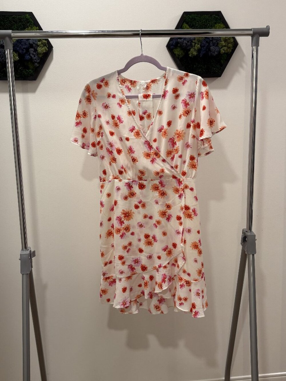 Whit Floral Wrap Dress